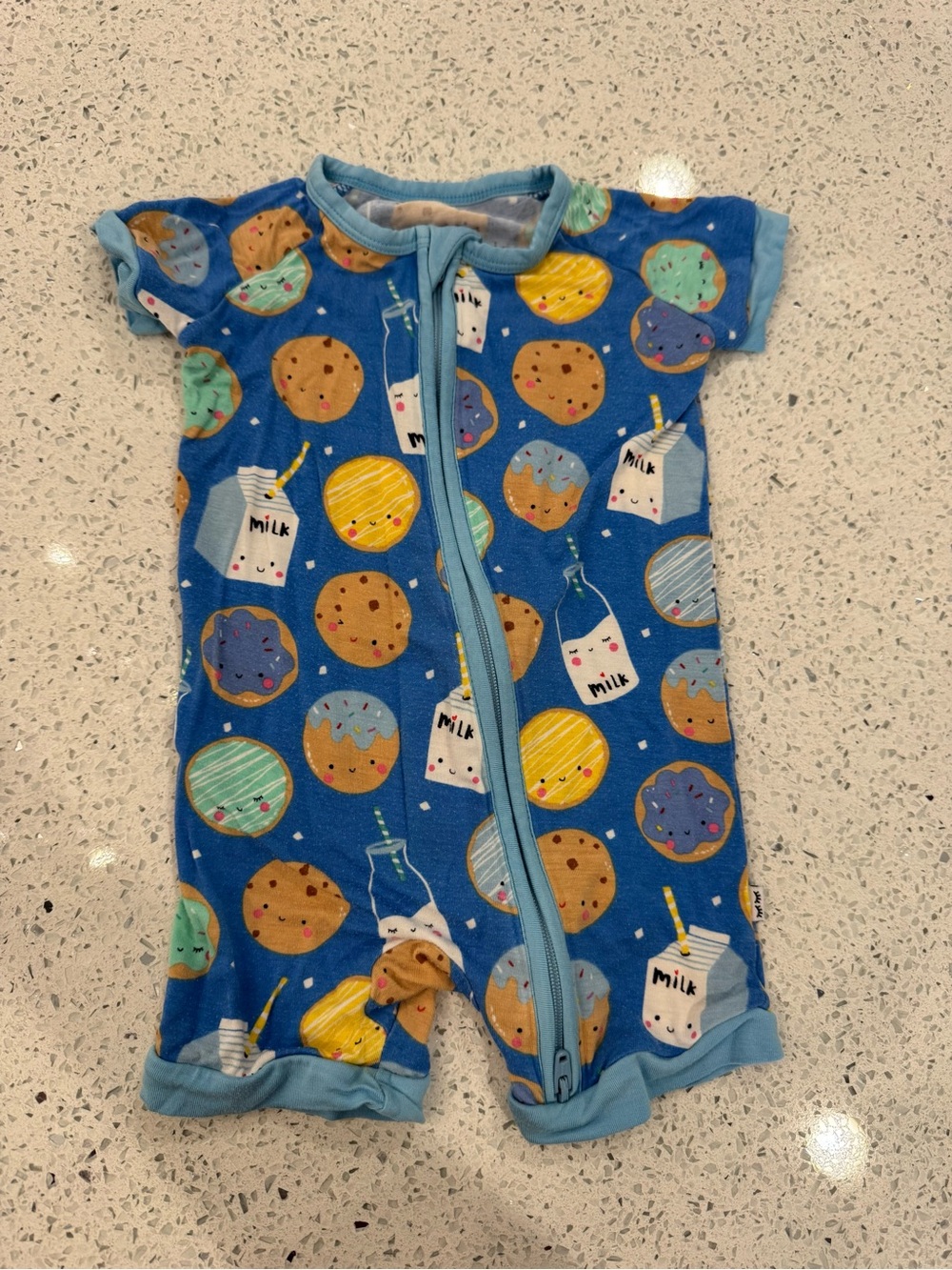 Little Sleepies Blue Cookie & Milk Short-Sleeve shorty